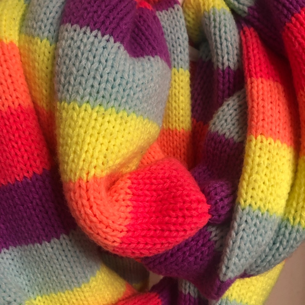 Girls knit rainbow infinity scarf
